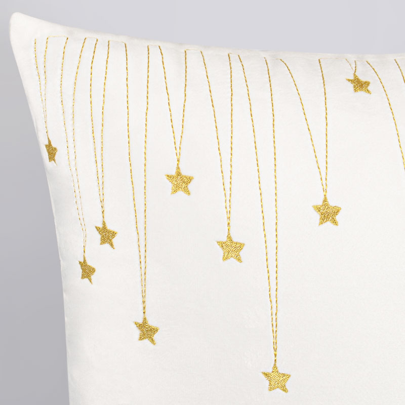 Coussin étoiles 'Stars' velours ecru 