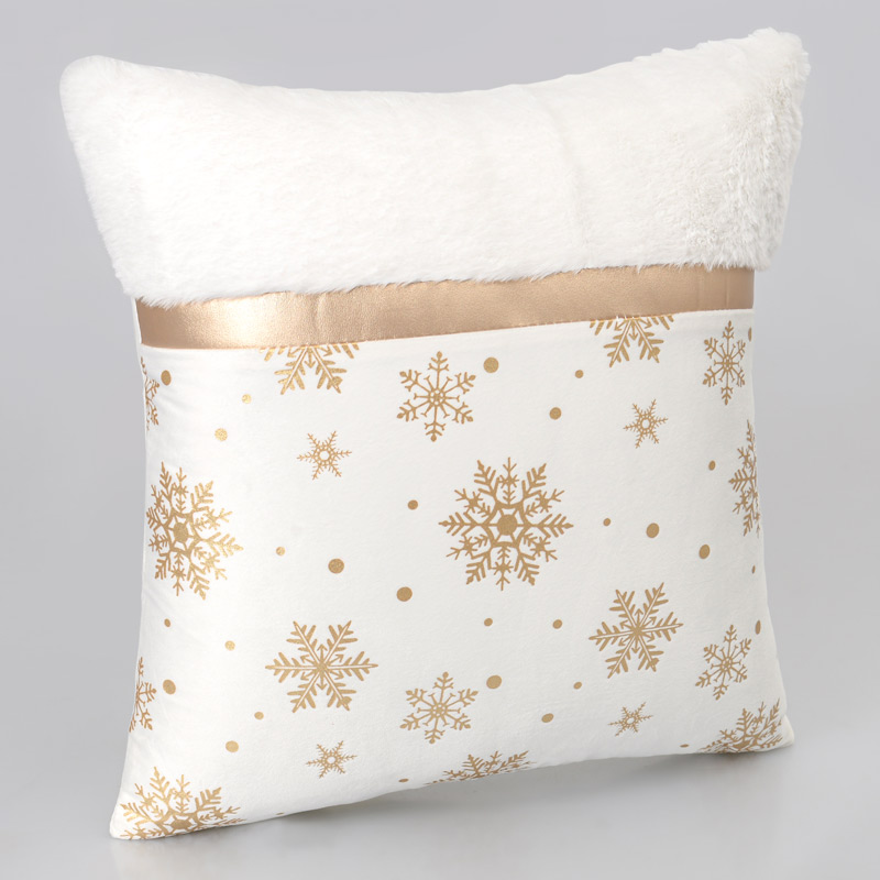 Coussin de Noël imprimé 'Flocon' Or