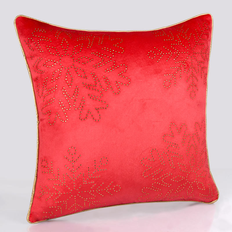 Housse de coussin de Noël 'Flocons' rouge 