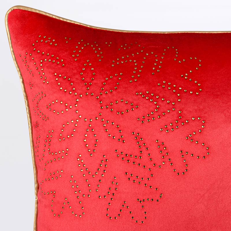 Housse de coussin de Noël 'Flocons' rouge 