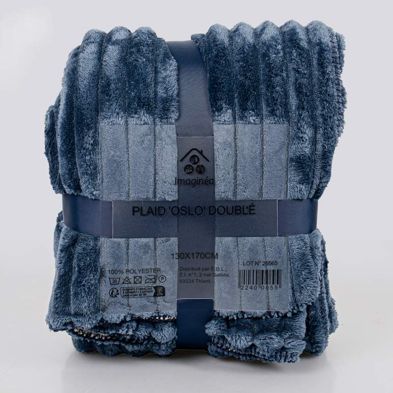 Plaid sherpa 'Oslo' bleu