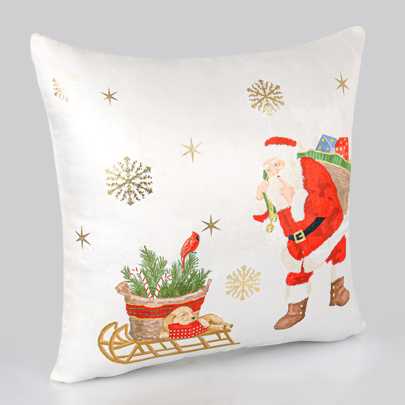 Coussin 'Père Noël' imprimé traineau ecru 45x45cm - L'Incroyable