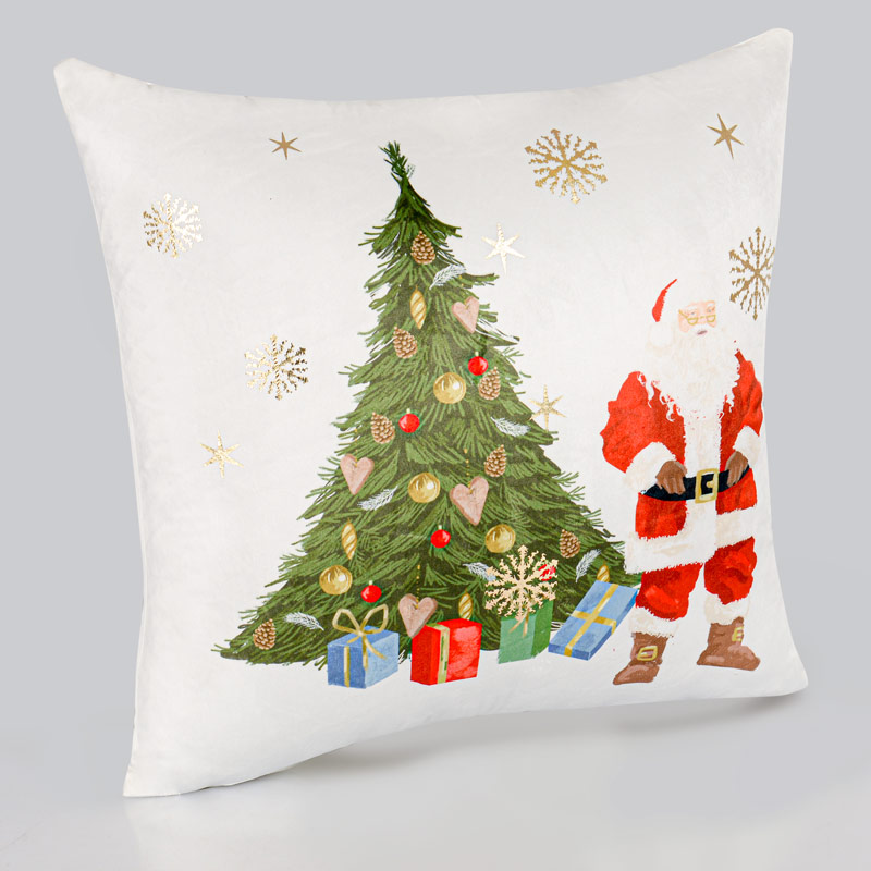 Coussin 'Père Noël' imprimé sapin ecru 45x45cm - L'Incroyable