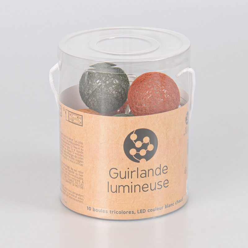 Guirlande10 boules lumineuses tricolore