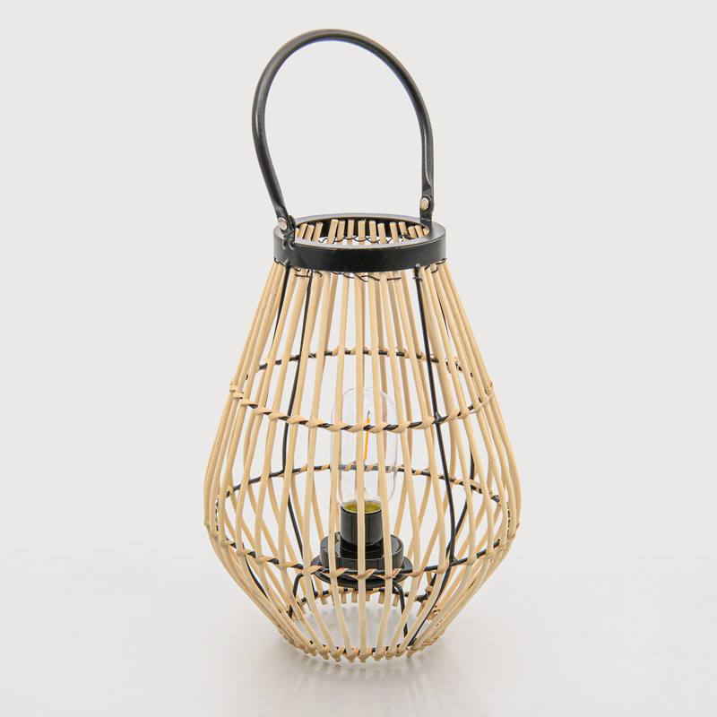 Lanterne LED en bambou noire/beige - L'Incroyable