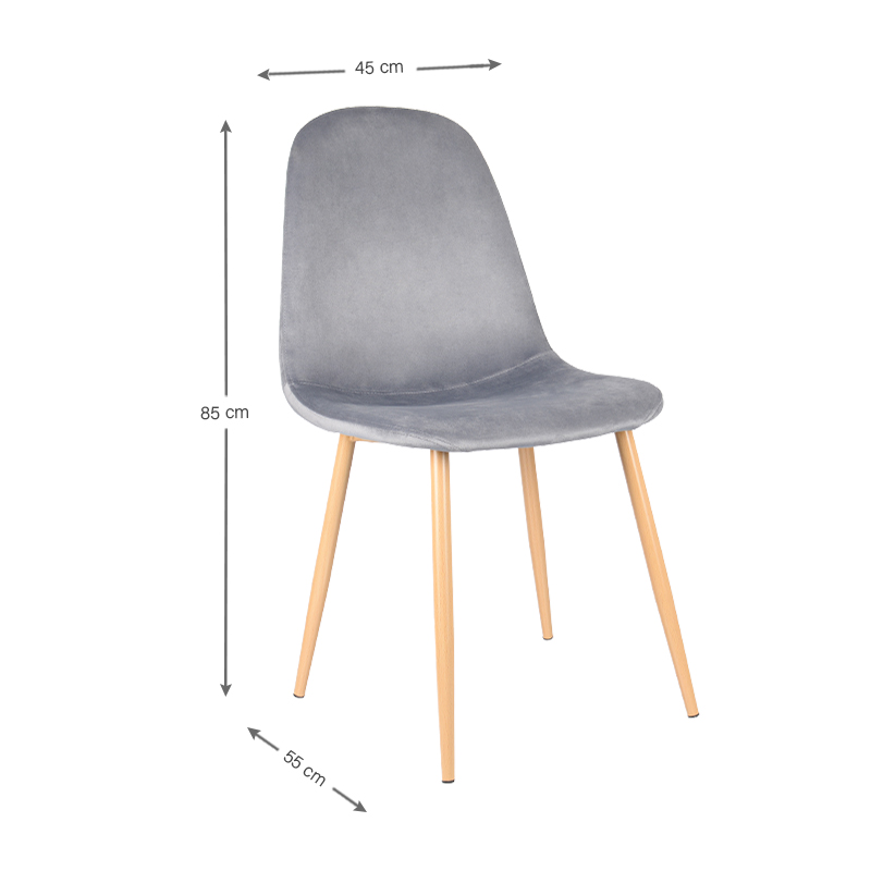 Chaise velours 'Elya' gris anthracite