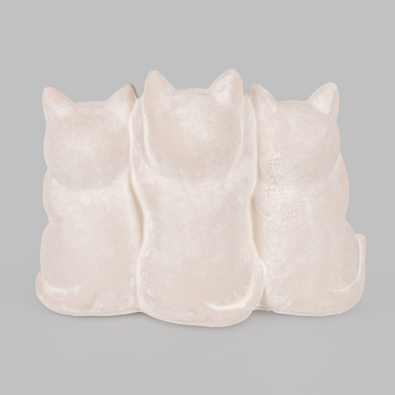 Trio de chatons 'Campagne' en céramique gris