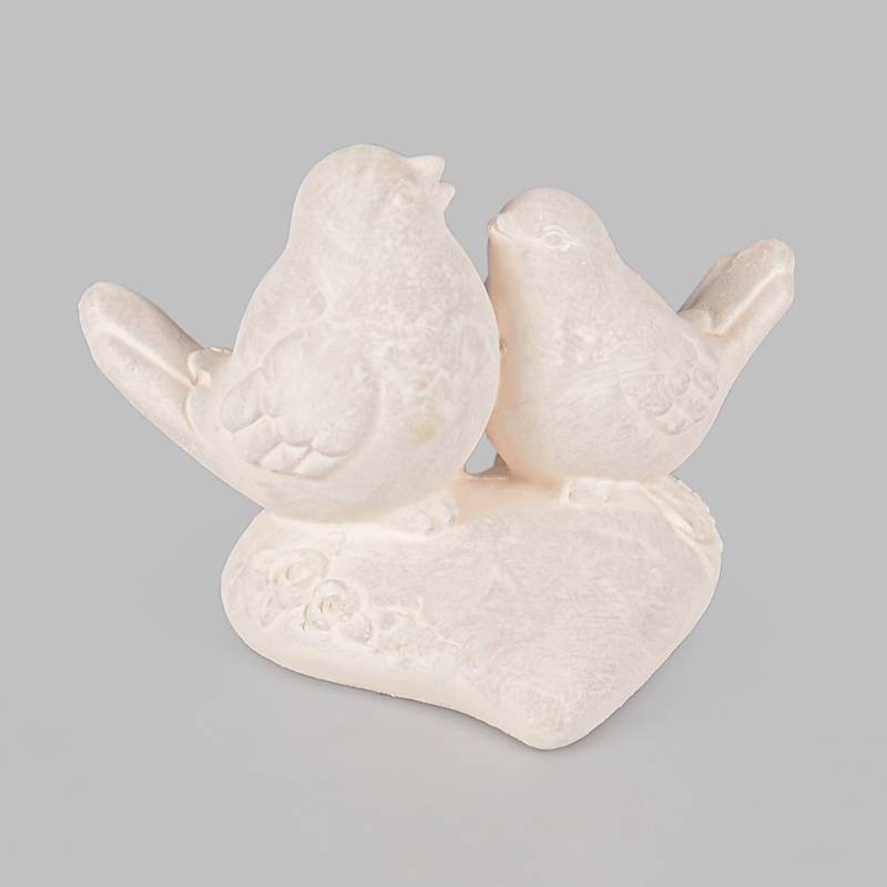 Duo d'oiseaux sur coeur 'Campagne' gris