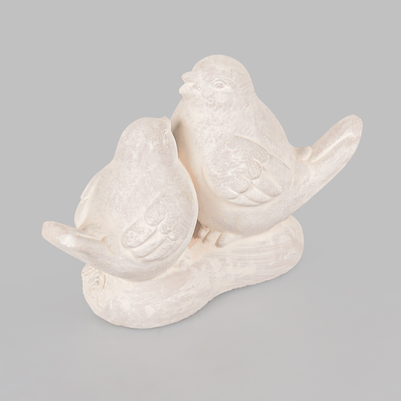 Duo d'oiseaux sur coeur 'Campagne' gris
