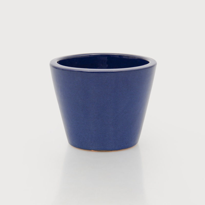 Cache-pot 'Picchu' en céramique émaillée bleu