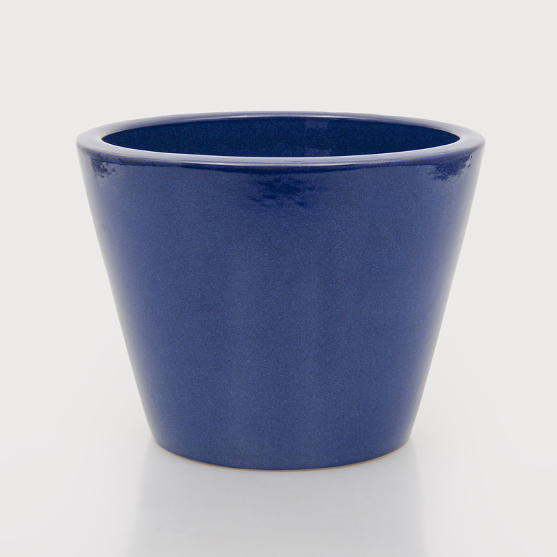 Cache-pot 'Picchu' en céramique émaillée bleu