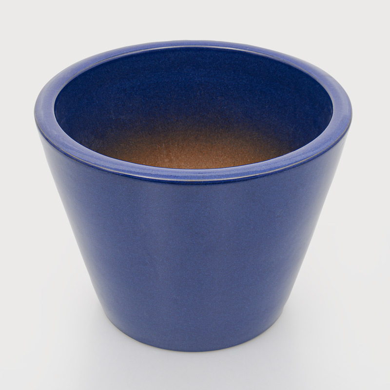 Cache-pot 'Picchu' en céramique émaillée bleu