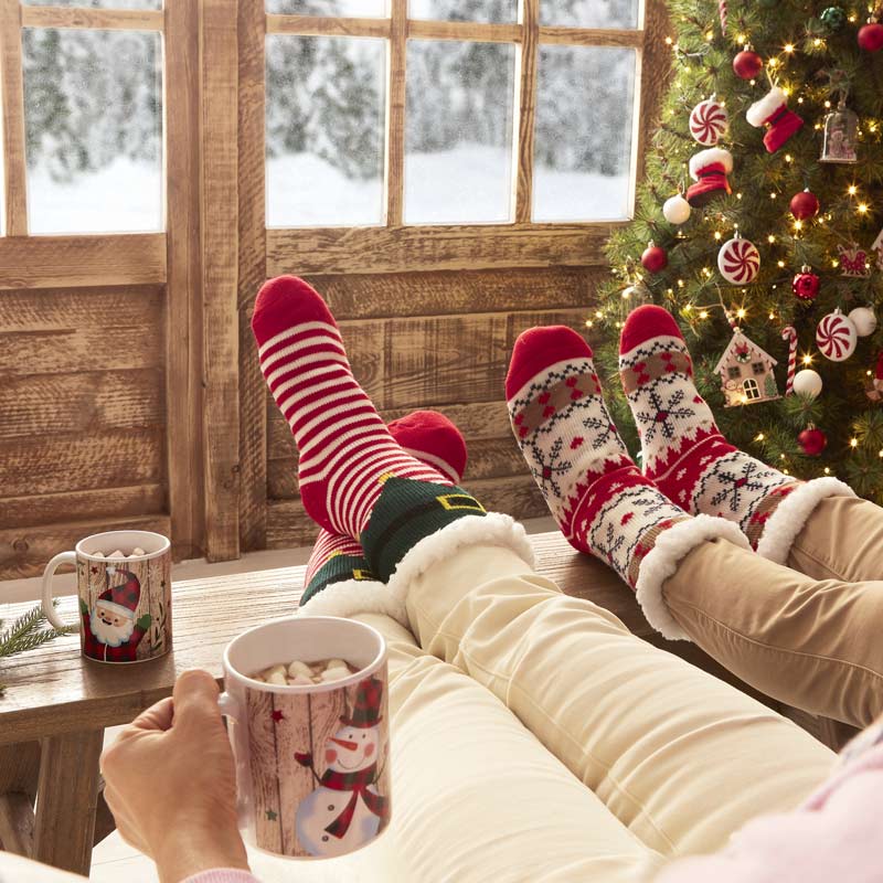 Paire de chaussette de Noël blanc/rouge - L'Incroyable