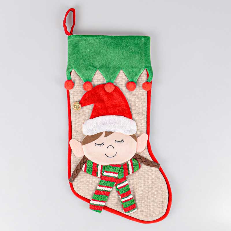 Chaussette de Noël 'Holly Jolly' lutin fille