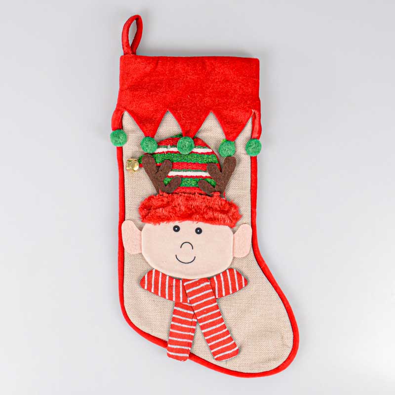 Chaussette de Noël 'Holly Jolly' lutin garçon