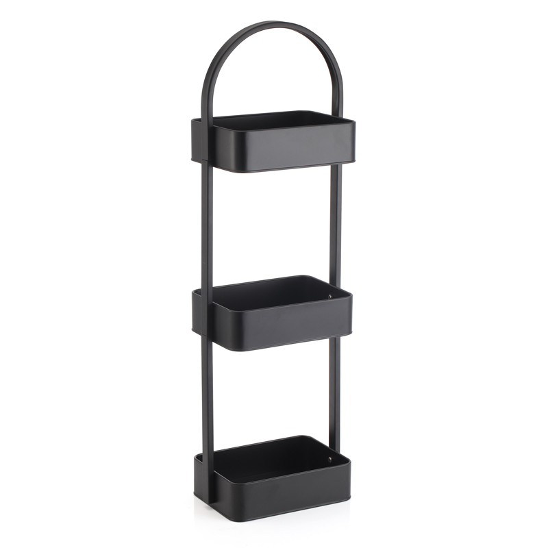 Étagère de douche à poser 3 niveaux noire 
