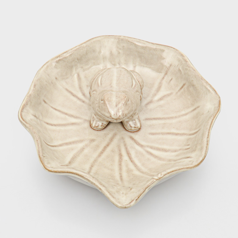 Mangeoire à oiseaux céramique émaillée beige