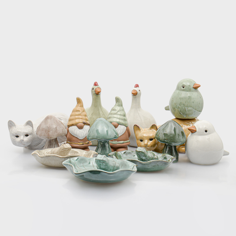 Mangeoire à oiseaux céramique émaillée beige