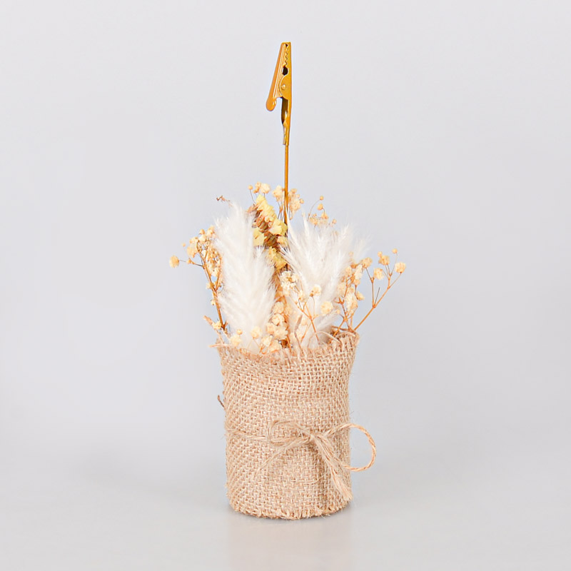 Porte-nom et photo avec fleurs séchées beige