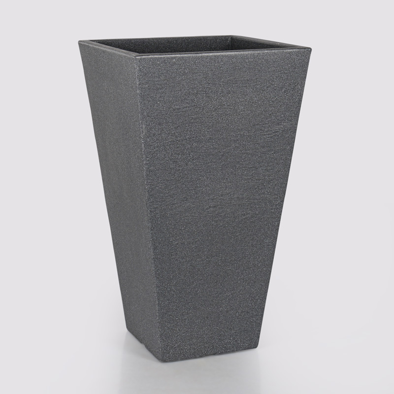 Pot carré évasé 'Stone' gris anthracite