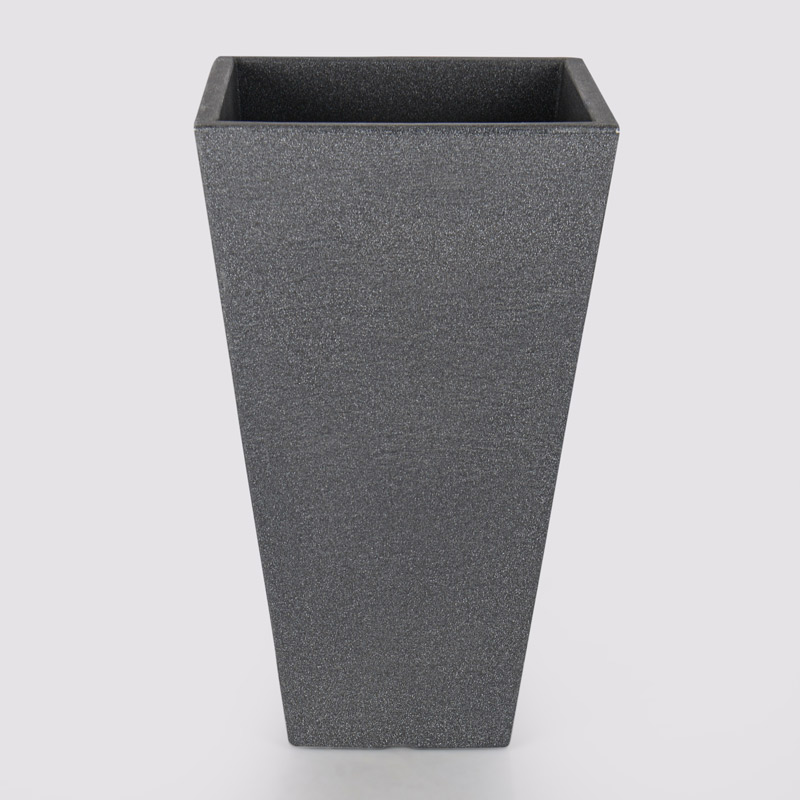 Pot carré évasé 'Stone' gris anthracite