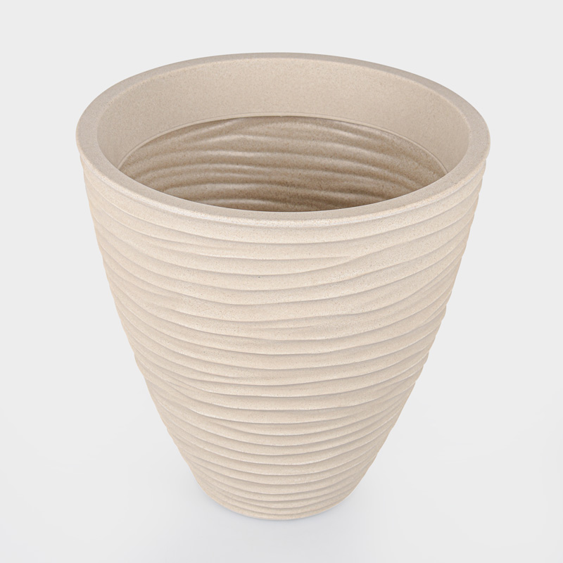 Pot haut rond 'Wave' couleur sable