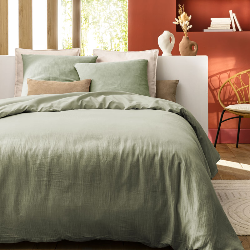 Housse De Matelas à Langer DOMIVA 50x75 Cm - Gaze De Coton 100% Naturel - Élastiquée - Imprimé Feuillage - Oeko-Tex