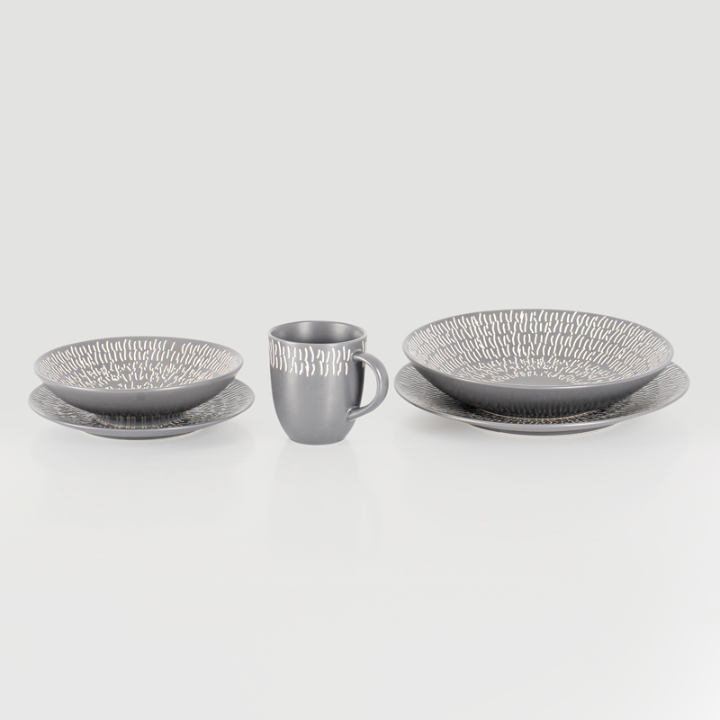 Assiette creuse 'Cedille' grise