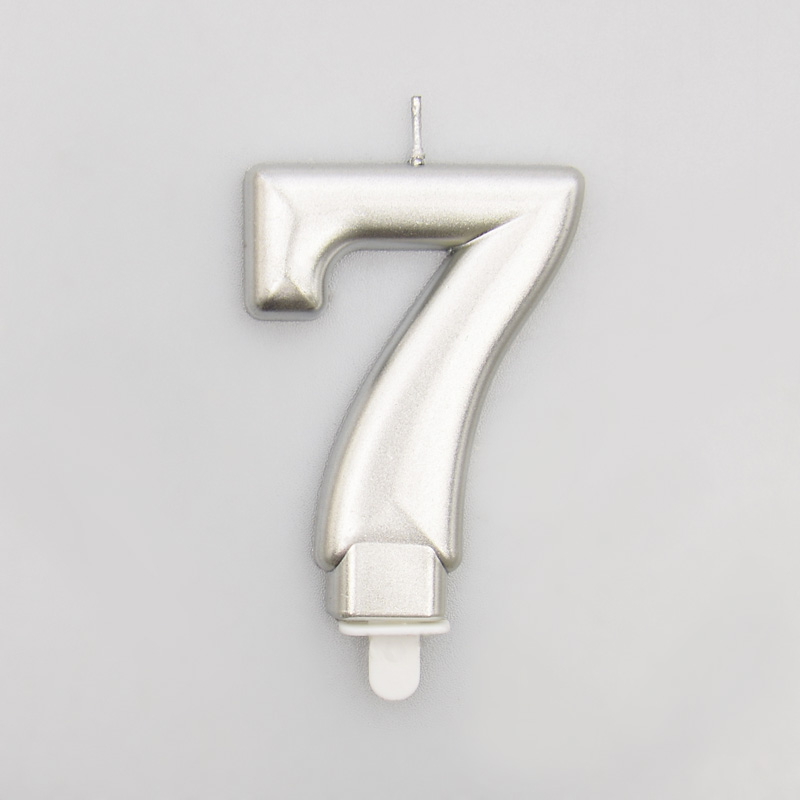 Bougie chiffre 7 argentée