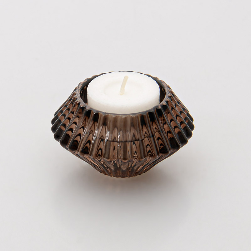 Porte bougie en verre marron