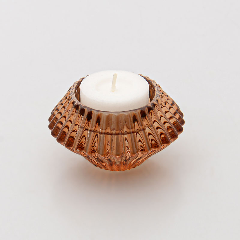 Porte bougie en verre couleur cuivre