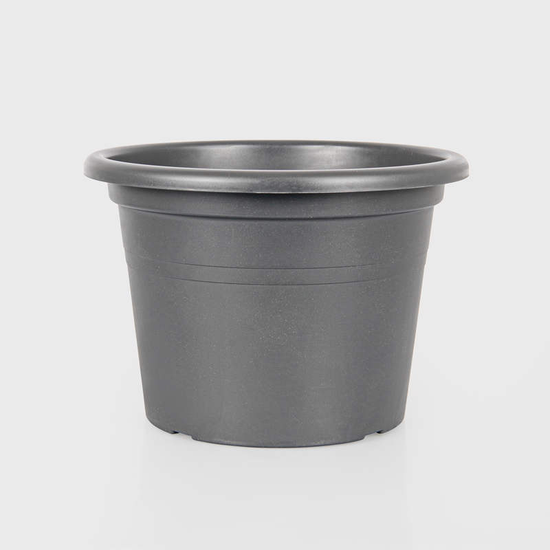 Pot rond 'Cilindro' en plastique recyclé gris