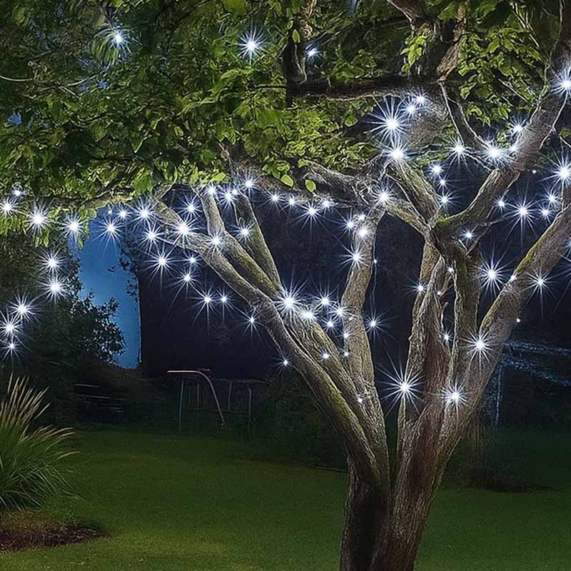 Guirlande solaire lumineuse à LED blanc chaud