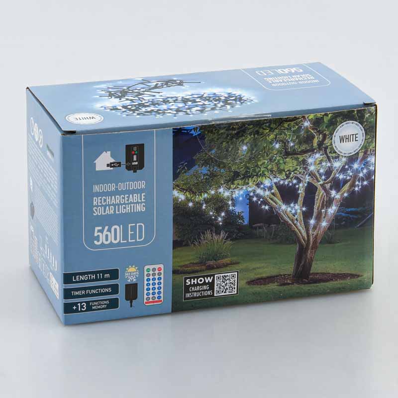 Guirlande solaire lumineuse à LED blanc chaud