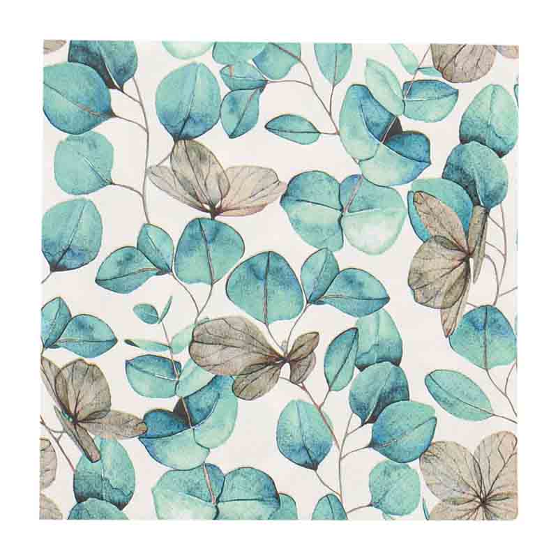 20 serviettes 'Eucalyptus' blanc vert