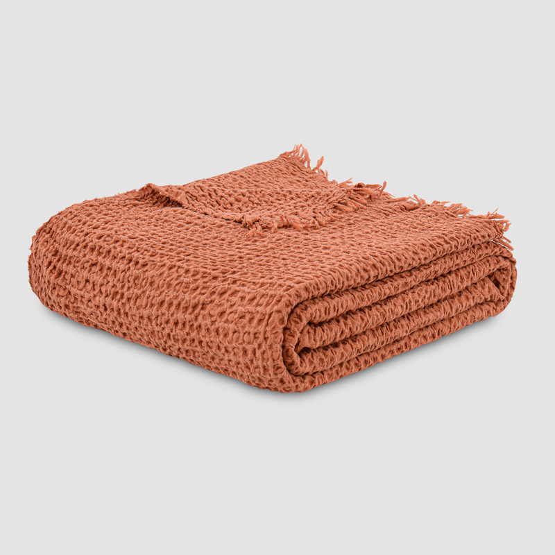 Plaid avec franges 'Maelia' terracotta