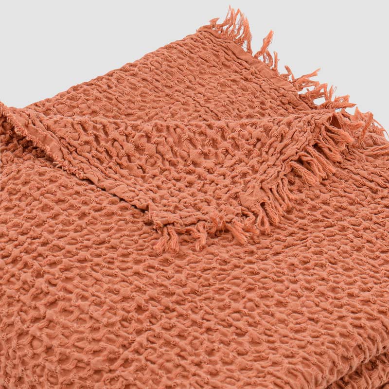 Plaid avec franges 'Maelia' terracotta