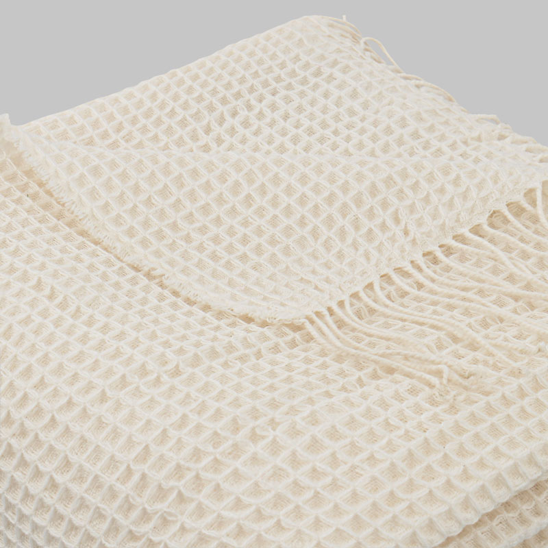 Plaid à franges 'Noa' écru 