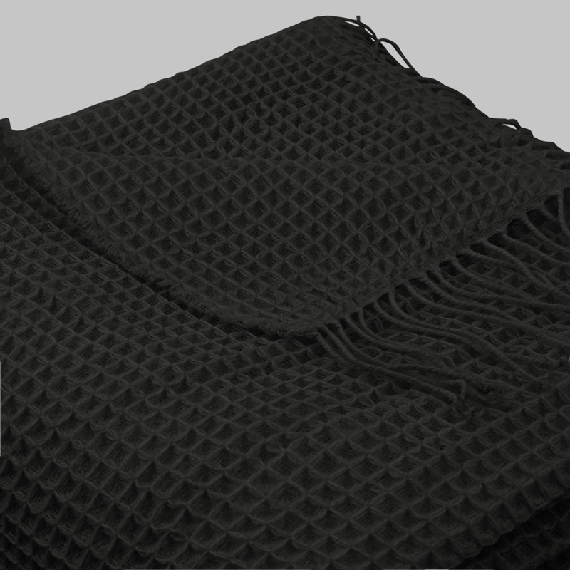 Plaid à franges 'Noa' noir