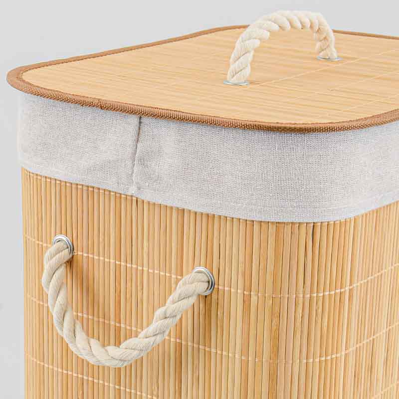Panier à linge pliable en bois de bambou