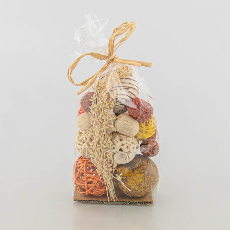 Sachet de décoration boules et fleurs orange