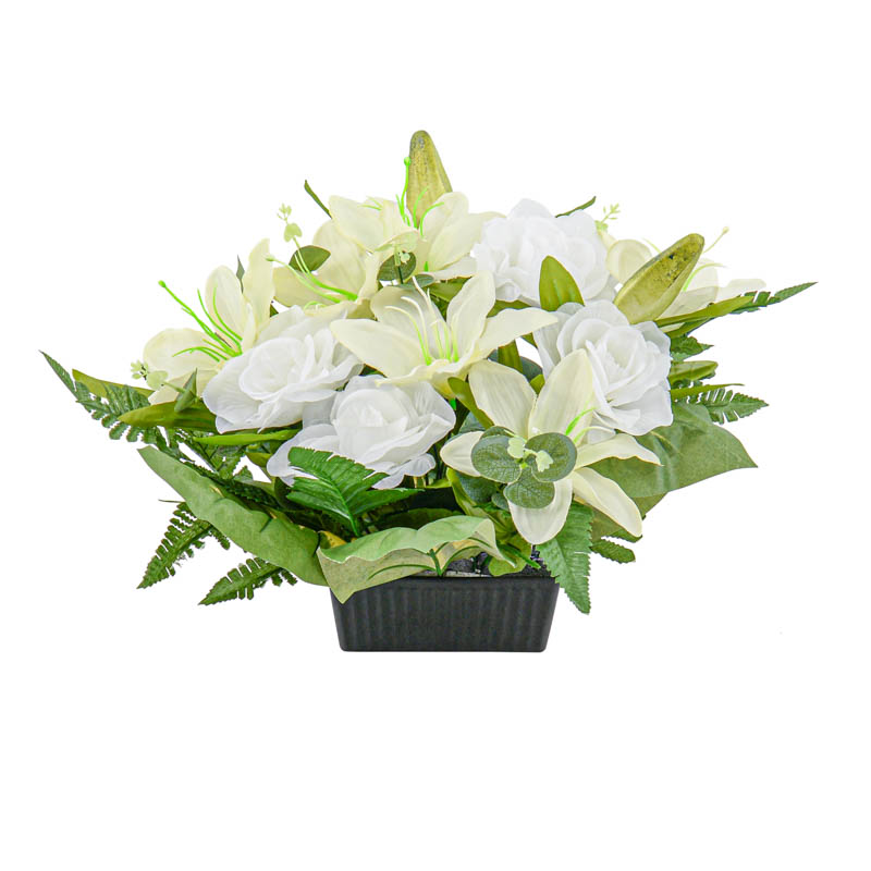 Potée artificielle de roses et lys 
