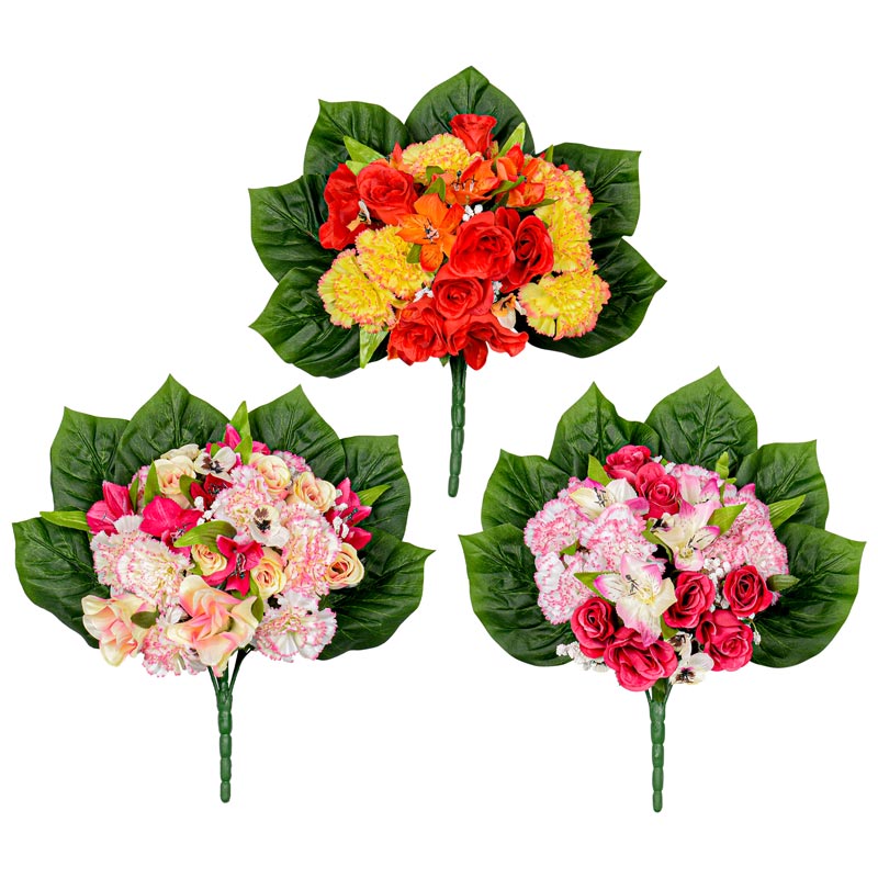 Bouquet de roses, amaryllis et oeillets