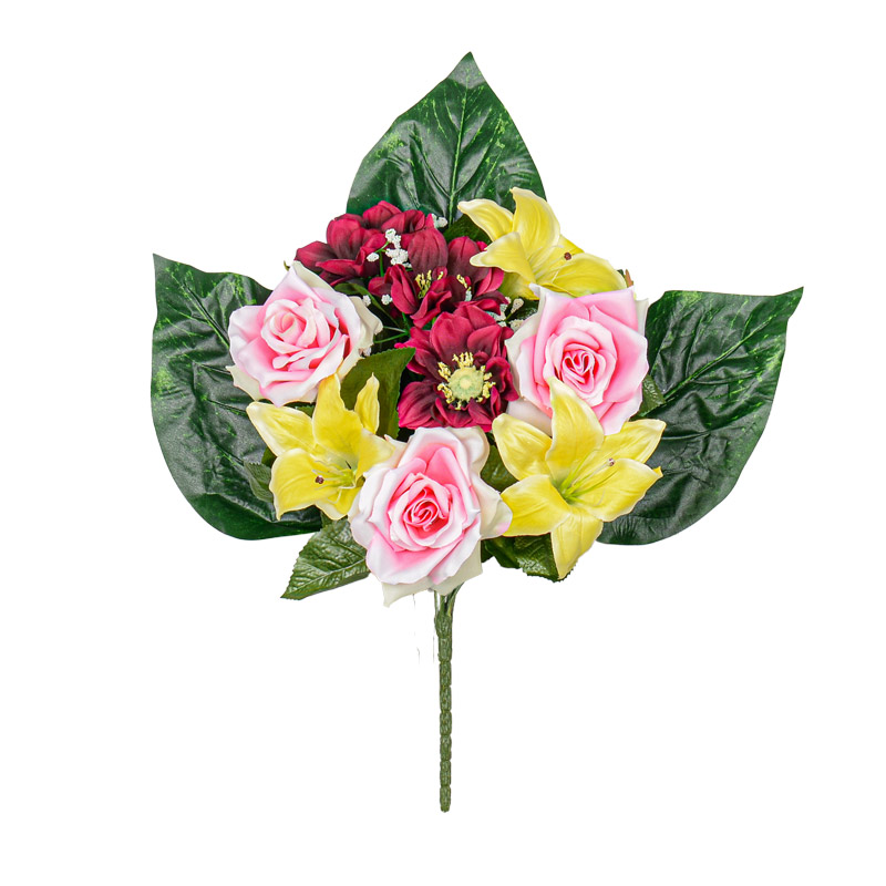 Bouquet de roses et lys dhalia 