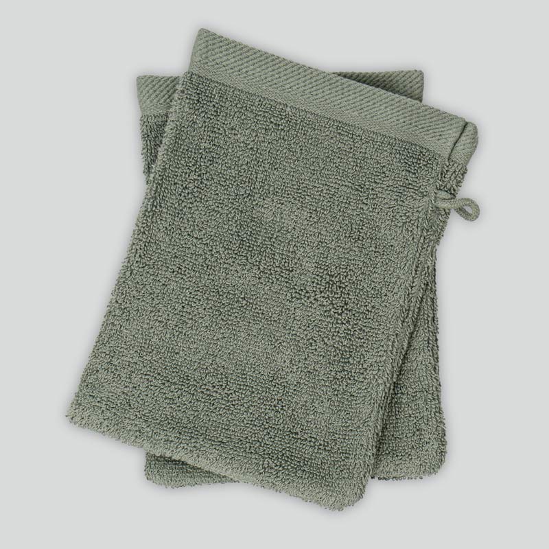 Lot de 2 gants de toilette 'Mila' kaki