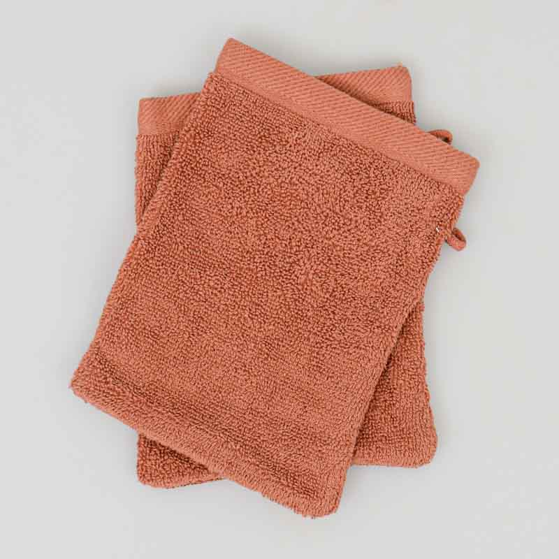 Lot de 2 gants de toilette 'Mila' terracotta