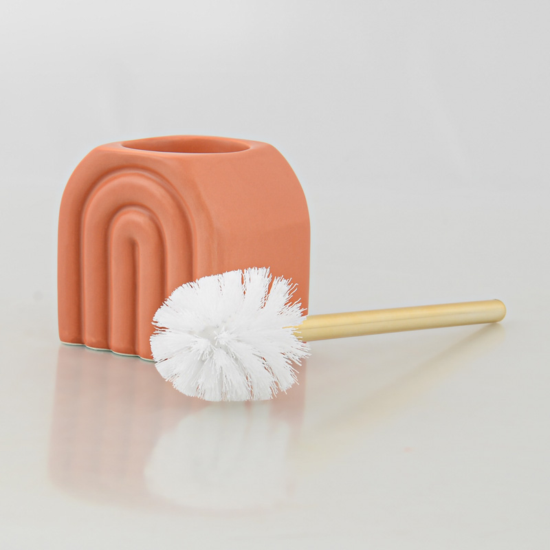Brosse WC avec support 'Balnea' terracotta terracotta en 94% dolomite + 3%  stainless steel + 3%pp - L'Incroyable