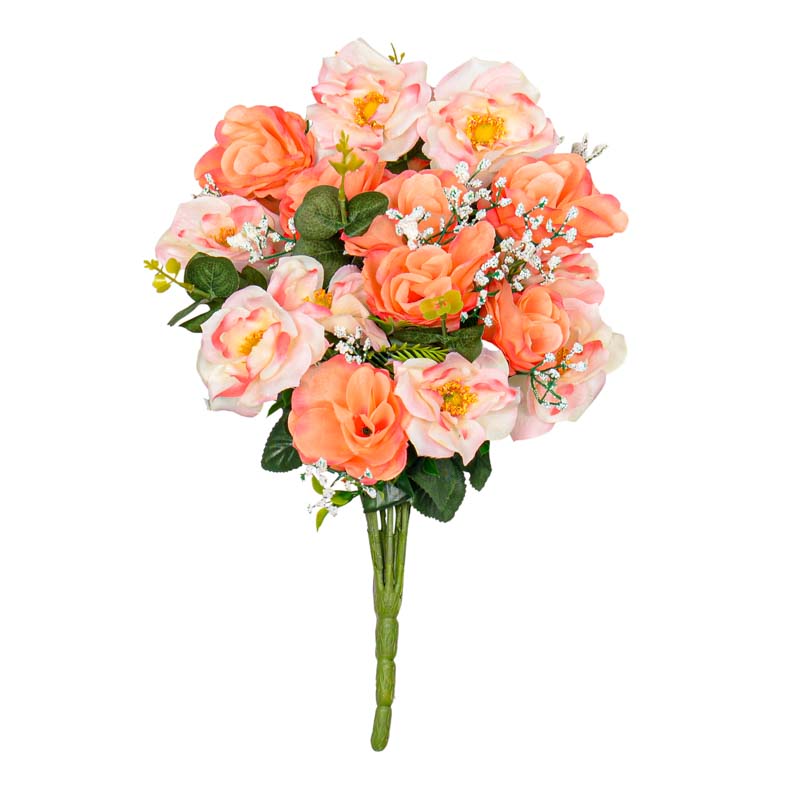 Bouquet artificiel de roses et d'eucalyptus 