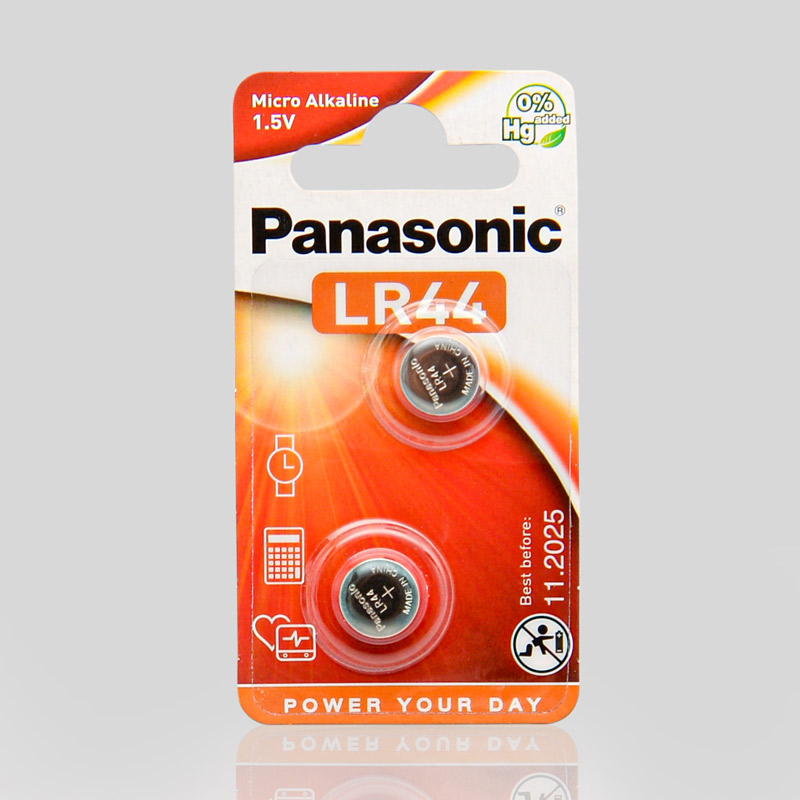 2 piles bouton 'Panasonic' LR44 1.5V