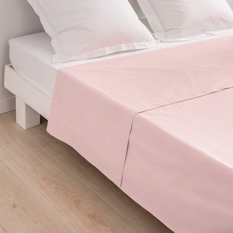Drap plat 'Dream' 100% coton rose pale 